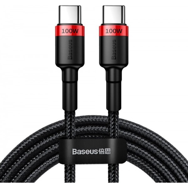 BASEUS CAFULE BRAIDED USB 2.0 CABLE USB-C MALE - USB-C MALE ΚΟΚΚΙΝΟ 2M (CATKLF-AL91)