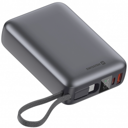 SWISSTEN SPACE POWER BANK 20.000MAH, 45W, ΜΕ ΘΥΡΕΣ USB-A, USB-C & ΕΝΣΩΜΑΤΩΜΕΝΟ ΚΑΛΩΔΙΟ USB-C, BLACK